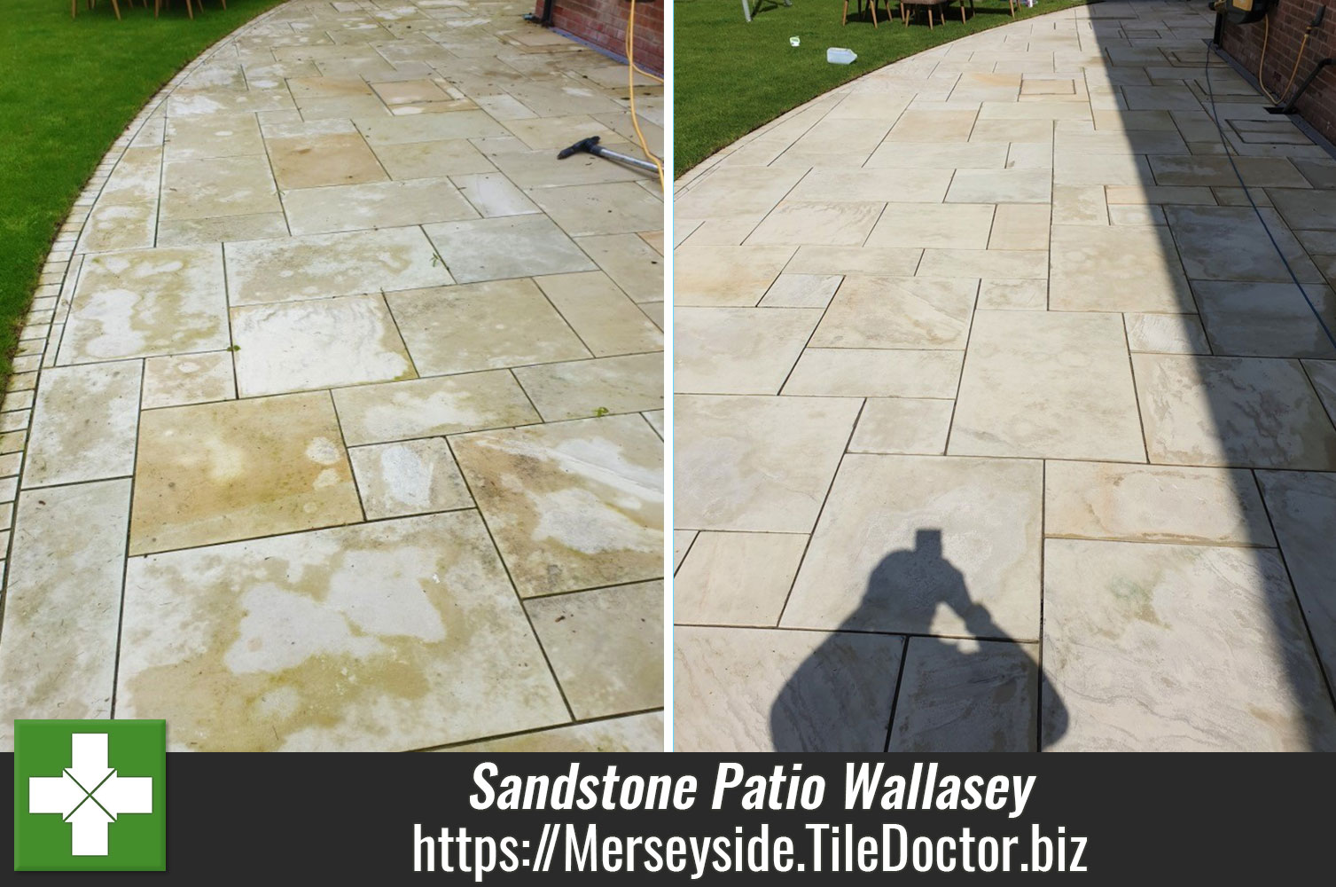 Deep Cleaning White Sandstone Pavers with Tile Doctor Patio and Driveway Cleaner in Wallasey Merseyside