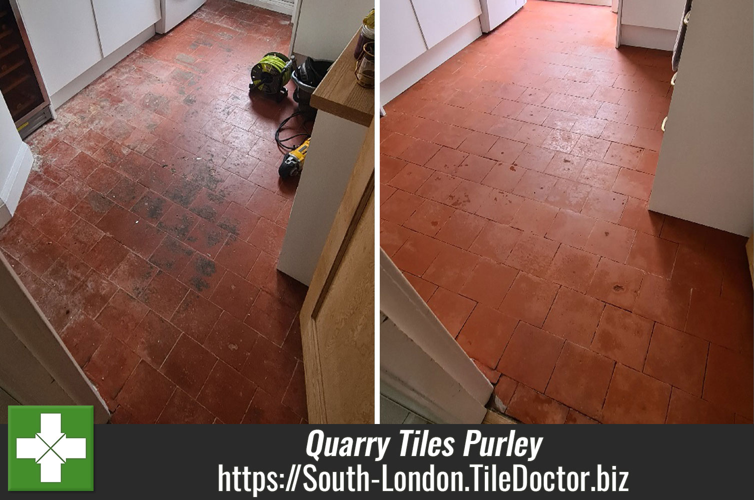 Small Quarry Tiled Kitchen Floor Renovation Purley