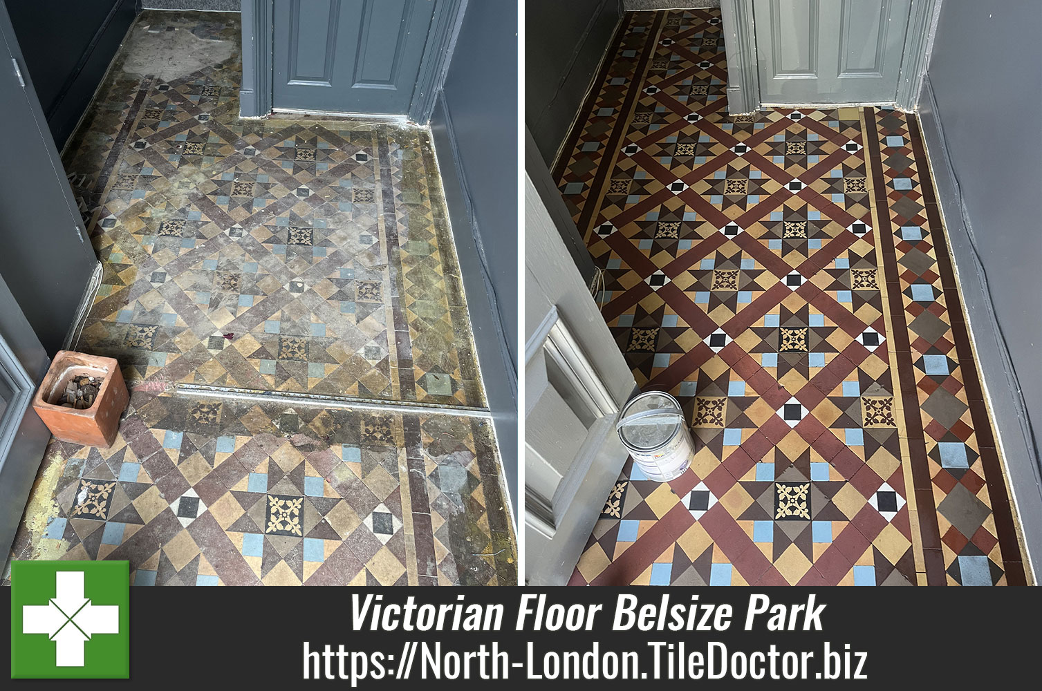 Victorian Tiled Hallway Restoration Belsize Park