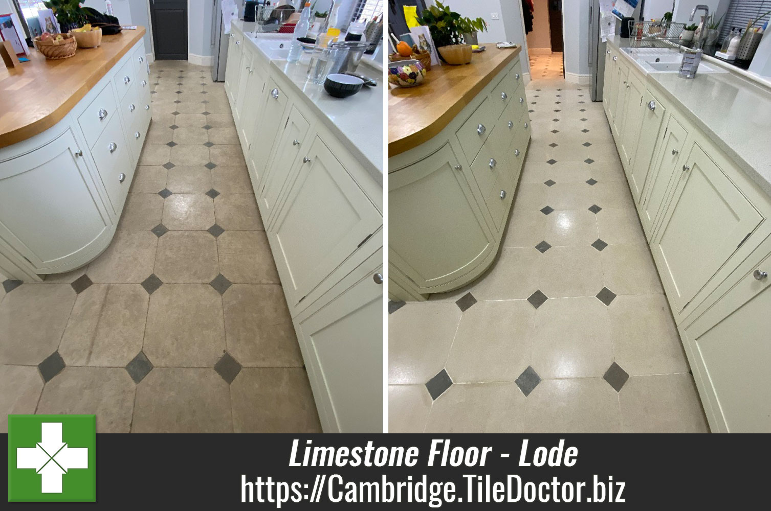 Using Burnishing Pads to Remove Years of Dirt from a Limestone Floor in Lode Cambridge
