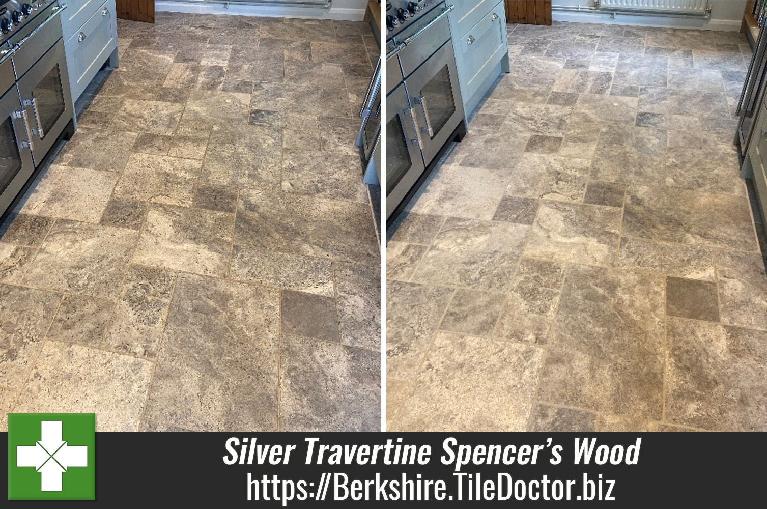 Silver Travertine Tiled Kitchen Floor Cleaning Sealing Spencers Wood Reading