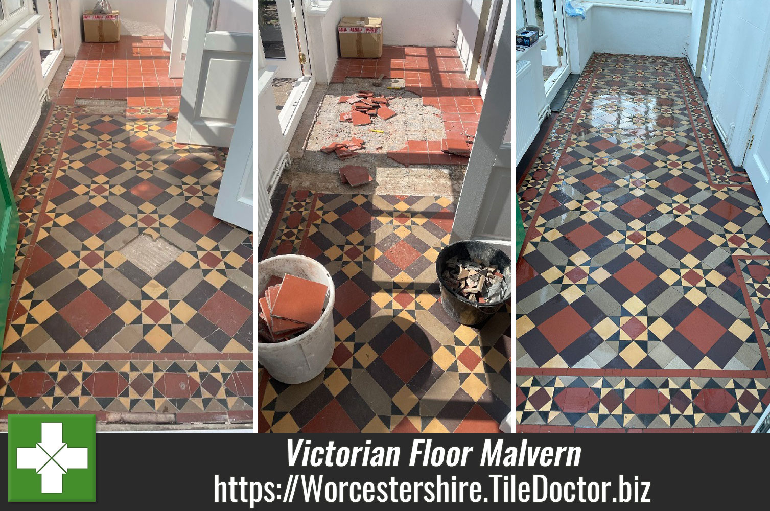 Protecting Silver Victorian Floor Tiles with Tile Doctor Colour Grow in Reading Worcestershire