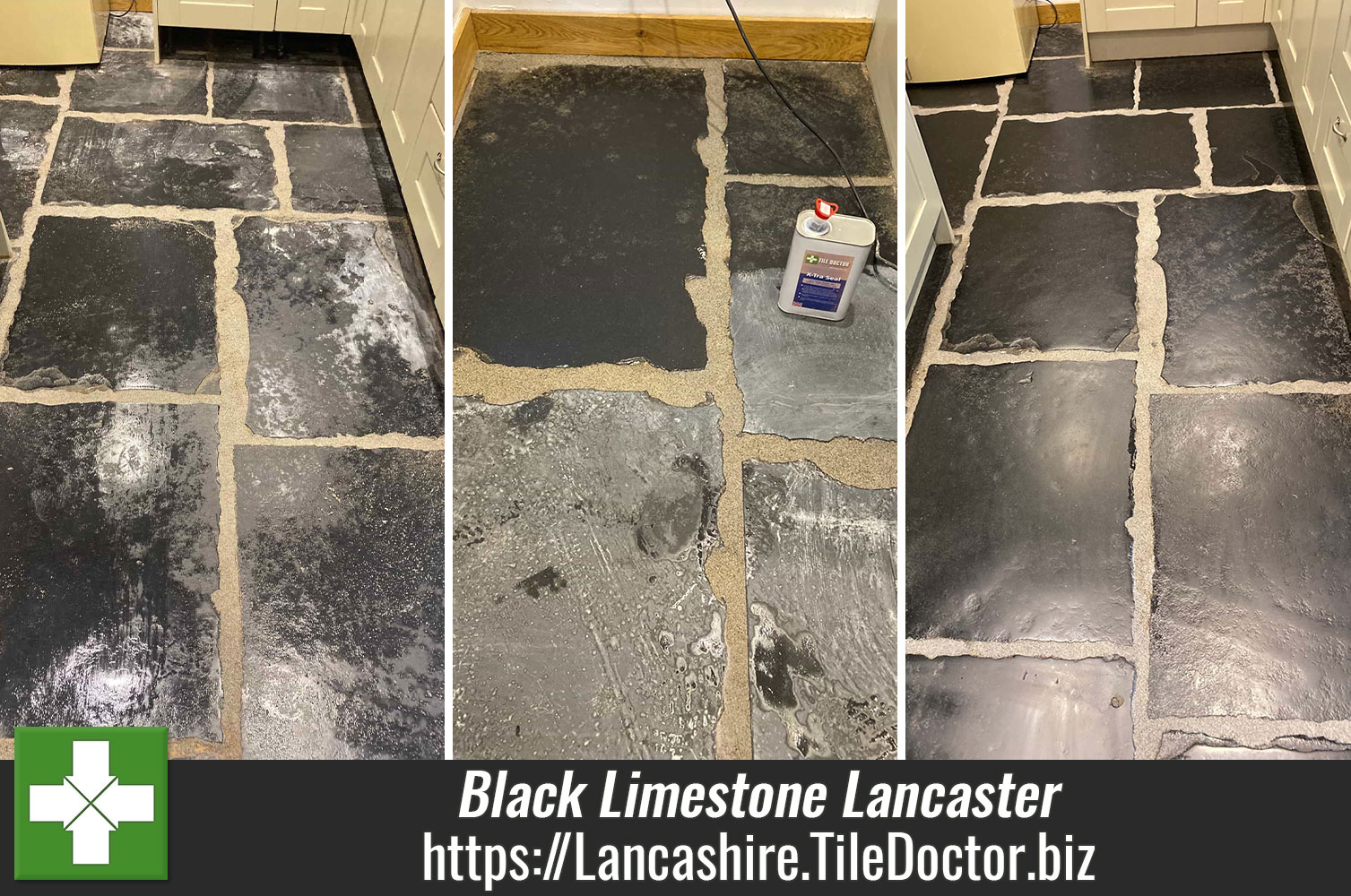 Black Limestone Floor Renovation in Lancaster