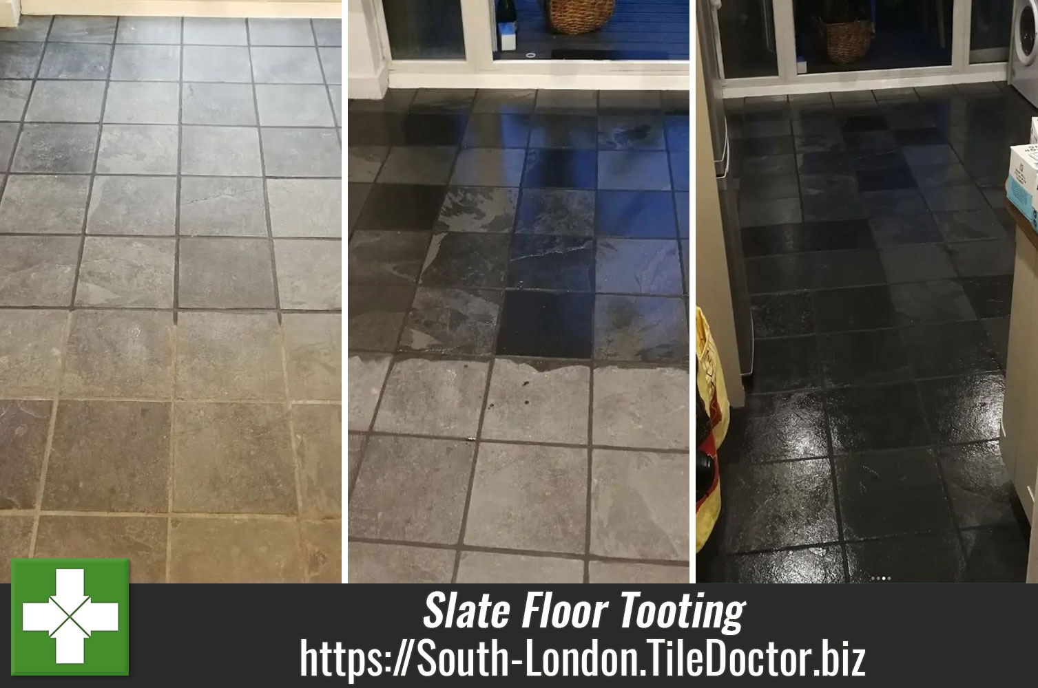 Applying Tile Doctor Black Grout Colourant to Match Black Slate Flooring in Tooting London