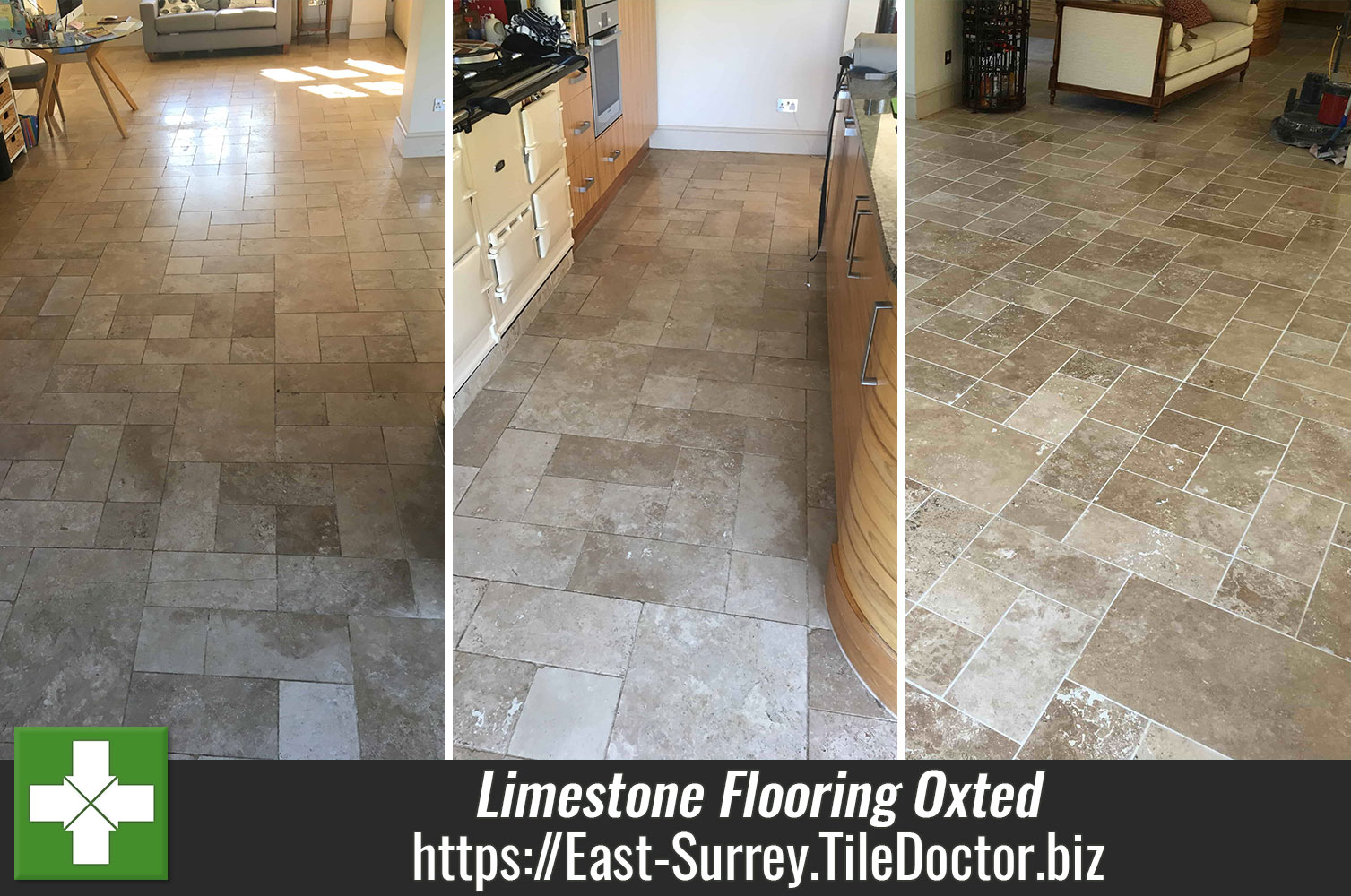 Limestone Kitchen Floor Cleaning and Polishing Oxted