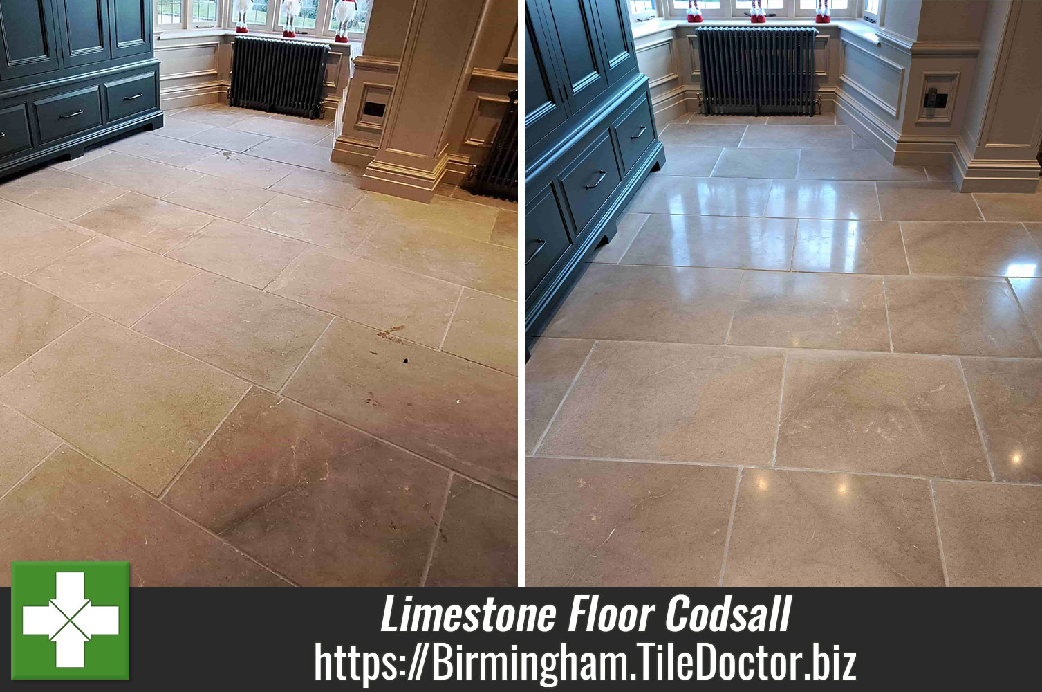 Removing Sealer from Limestone Tiles with Tile Doctor Remove and Go in Codsall