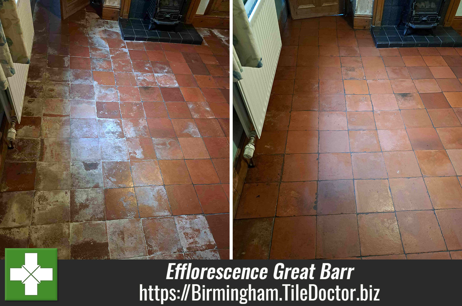 Efflorescence Stained Quarry Tiled Floor After Renovation Great Barr