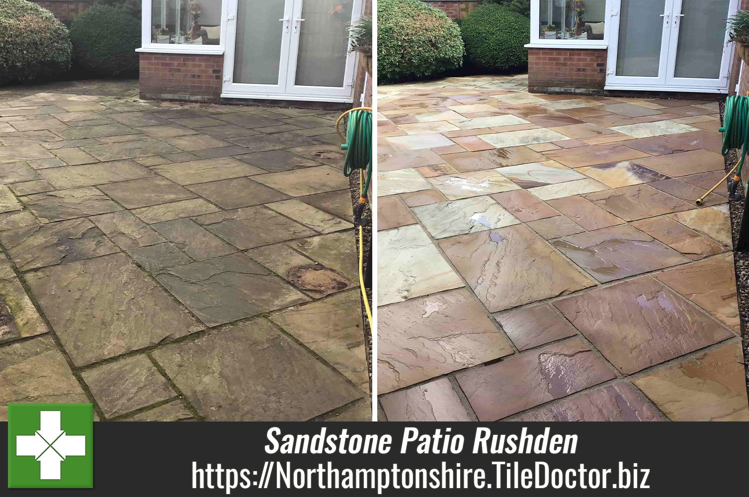 Stone Patio in Rushden Restored with Tile Doctor Patio and Driveway Cleaner