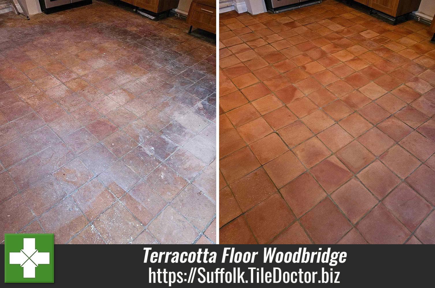 Five litres of Pro-Clean used Cleaning a Very Dirty Terracotta Floor in Woodbridge
