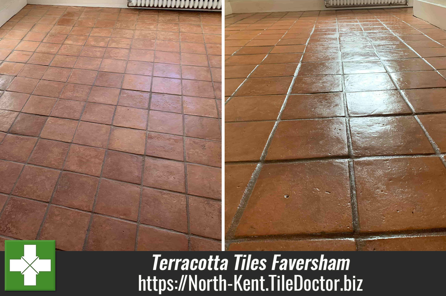 Terracotta Tiled Kitchen Floor Maintained in Faversham