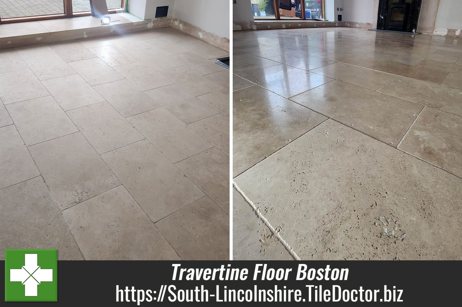 Sealing Travertine Tiles with Tile Doctor Colour Grow to Highlight Colour and Tone in Boston Lincs