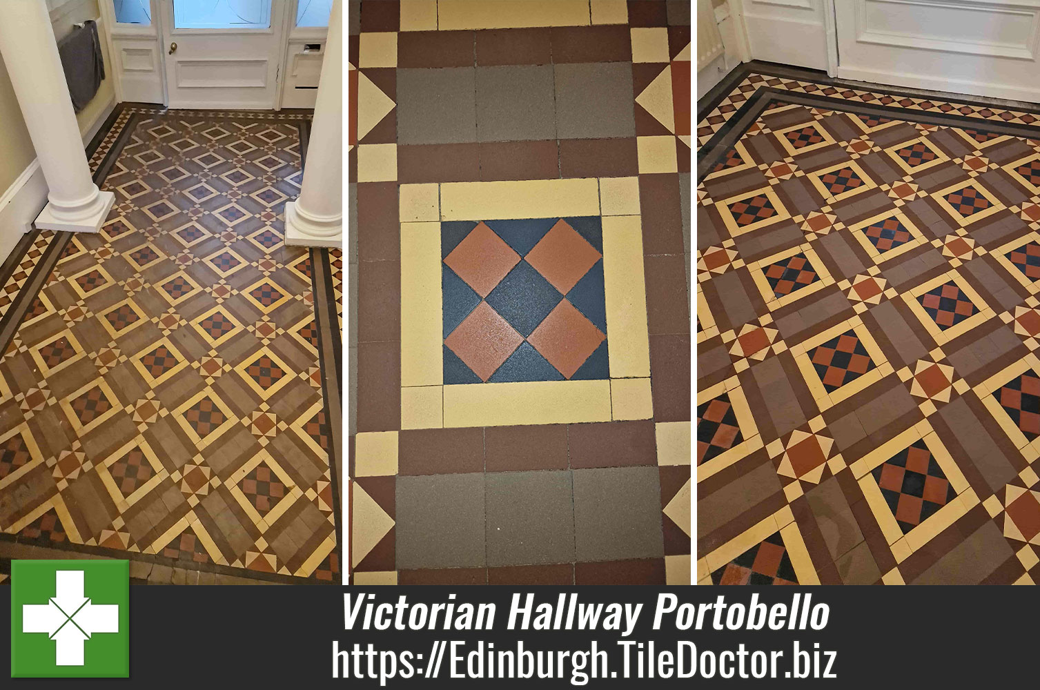 Using Tile Doctor Grout Clean-up to Deep Clean Victorian Hallway Tiles in Portobello Edinburgh