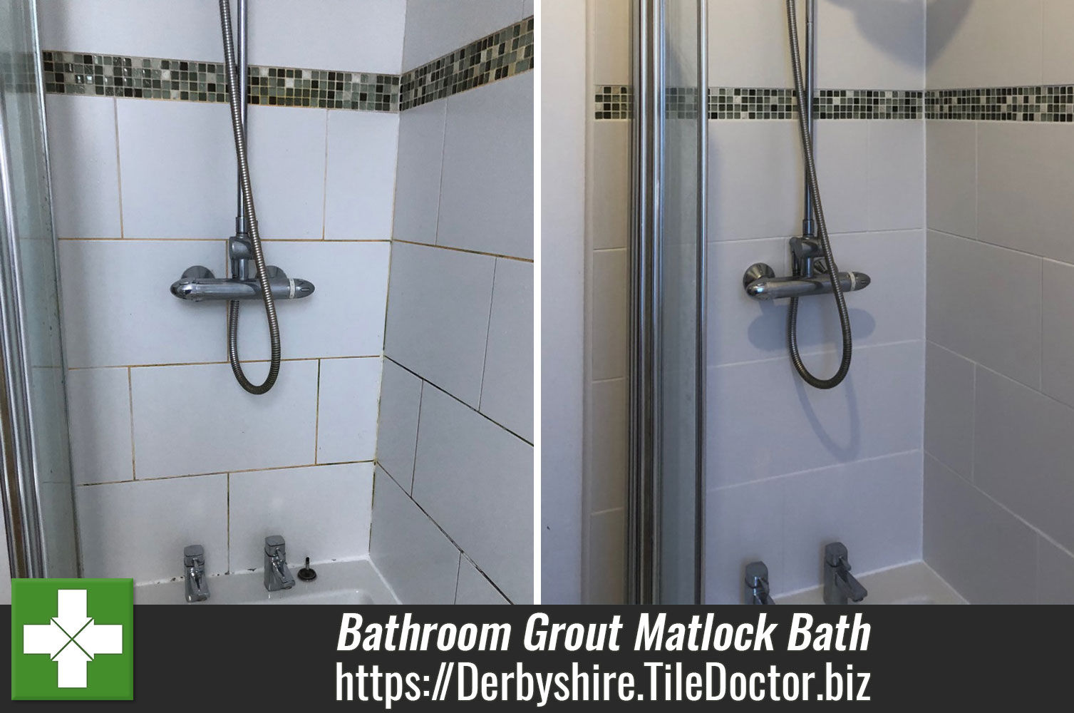 Making a Tired Bathroom look New using a White Grout Colourant in Matlock Bath Derbyshire