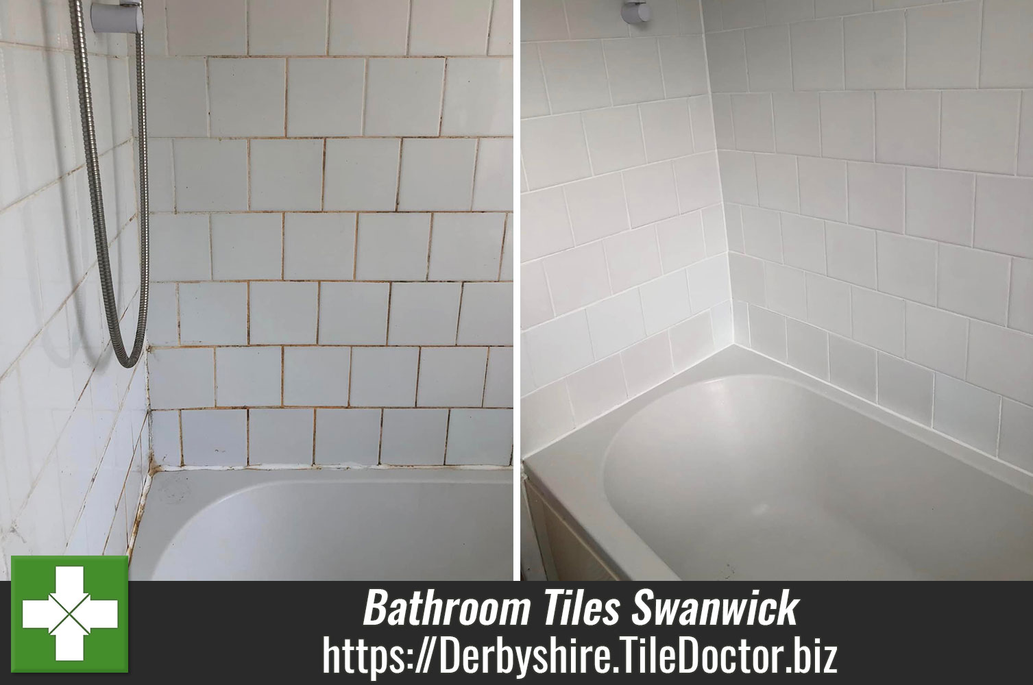 White Grout Colourant used to Refresh a Ceramic Tiled Bathroom for a Landlord in Swanwick Derbyshire