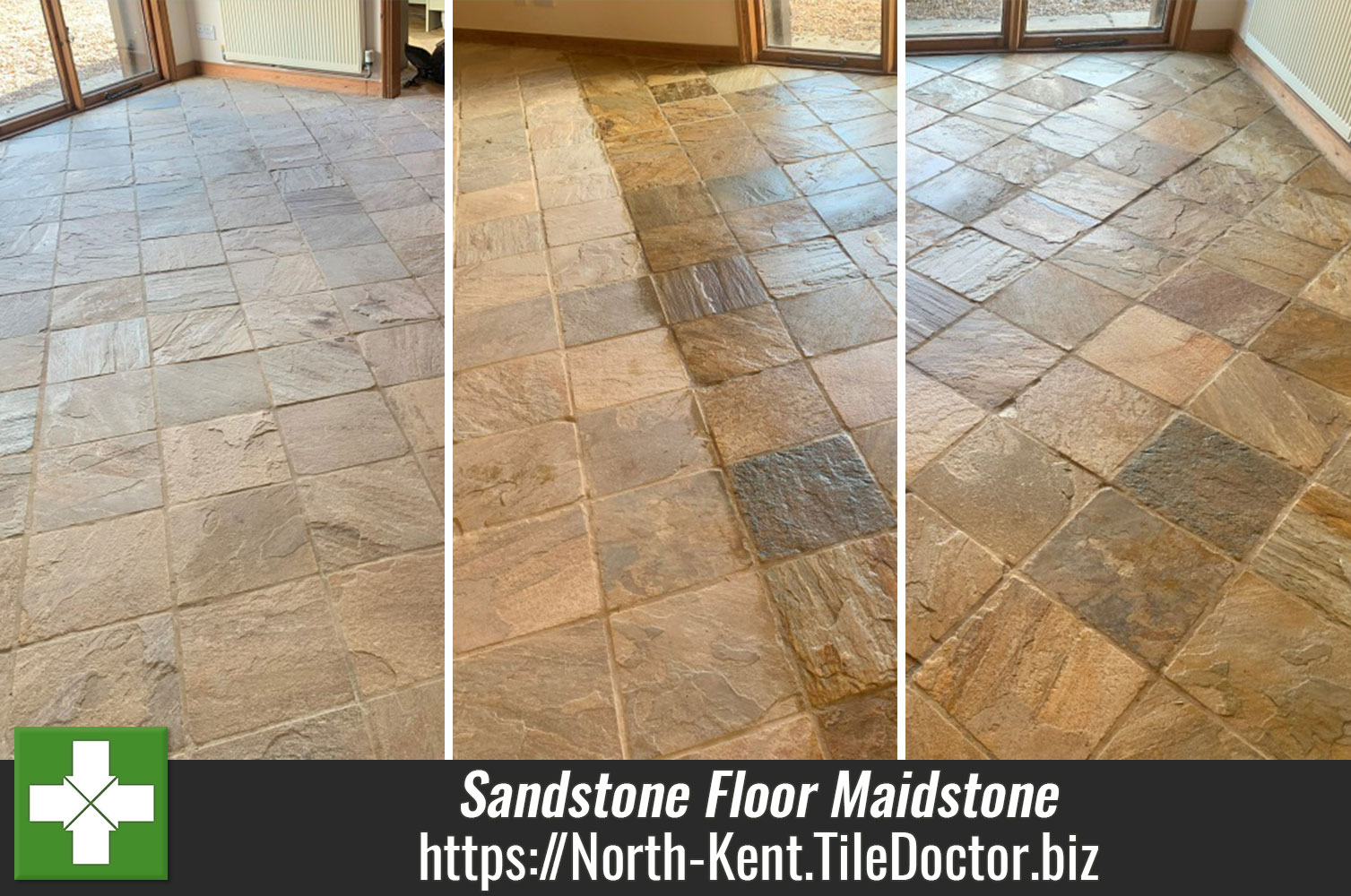 Tile Doctor X-Tra Seal Used to Rejuvenate Sandstone Flooring in Maidstone Kent