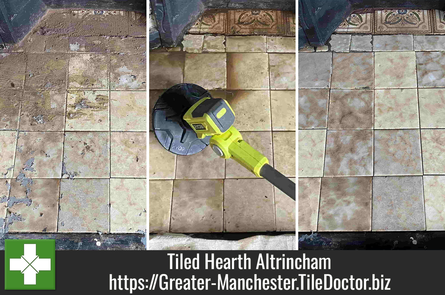 Using a 3000-grit Six-Inch Polishing Pad to Improve Victorian Fireplace Hearth Tiles in Greater Manchester