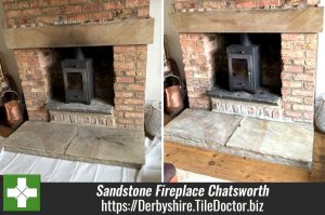 Sandstone Hearth and Mantle After Cleaning Sealing Chatsworth