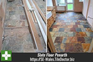 Slate Kitchen Floor Restoration Penarth