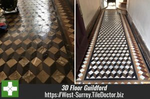 Victorian Tiled 3D Geometric Patterned Floor Renovation Guildford