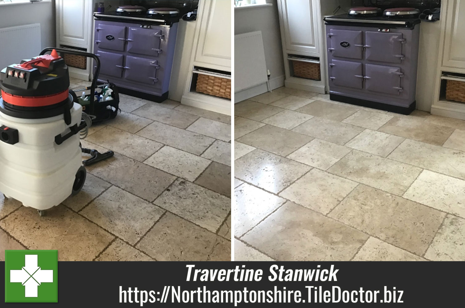 Polishing Travertine Flooring with Tile Doctor Burnishing Pads in Stanwick Northamptonshire