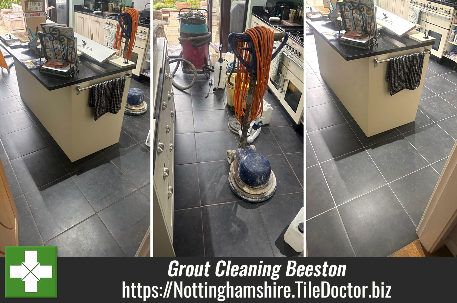 Restoring Grout on a Porcelain Floor with Tile Doctor Pro-Clean in Beeston Nottingham
