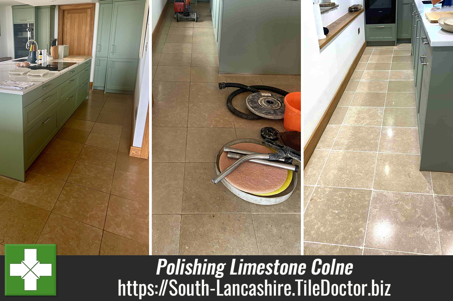 Restoring the Polish on Limestone Flooring with Tile Doctor Burnishing Pads in Colne Burnley