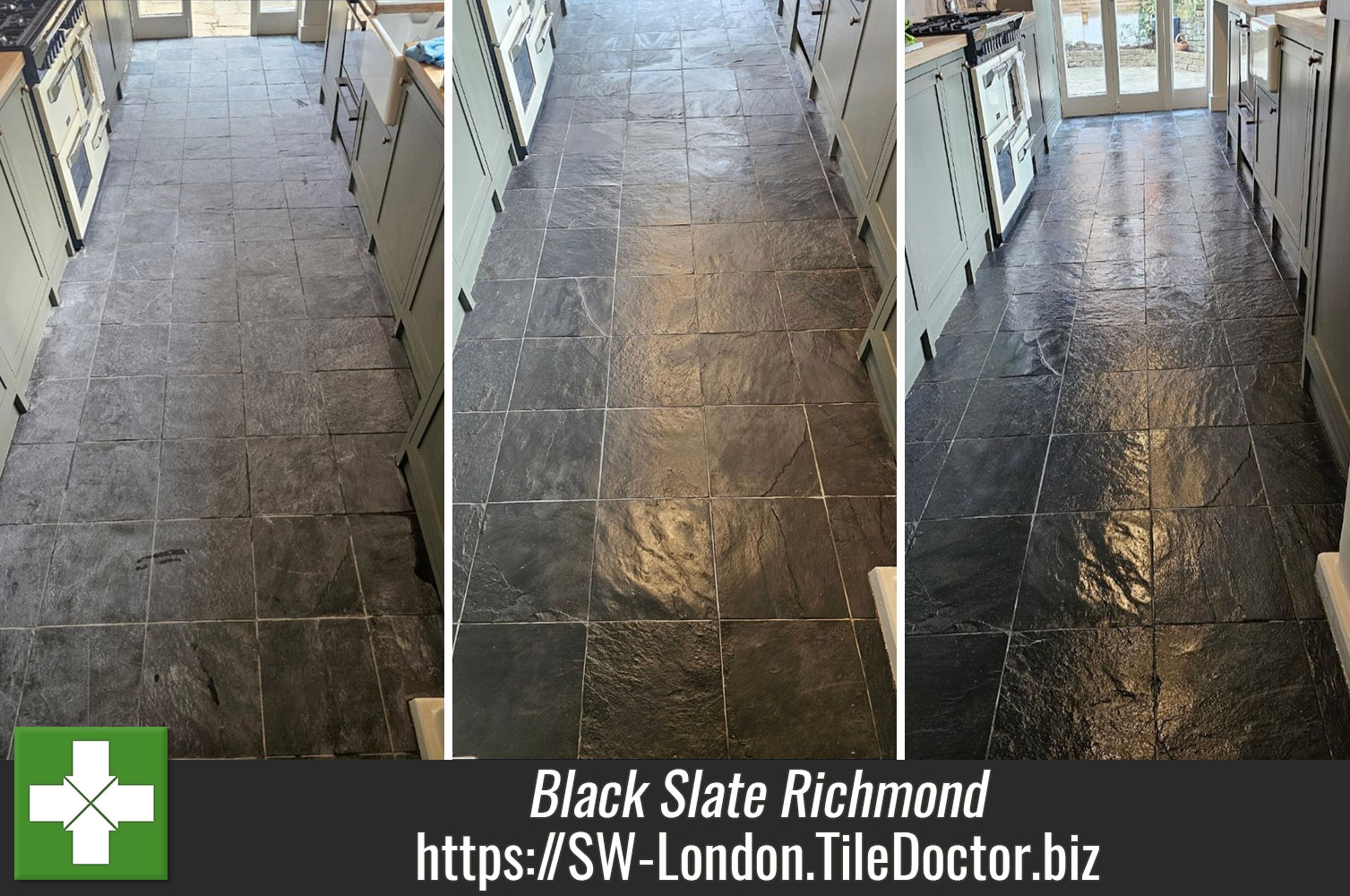Tile Doctor X-Tra Seal Puts the Life Back into Tired Black Slate Flooring in Richmond London