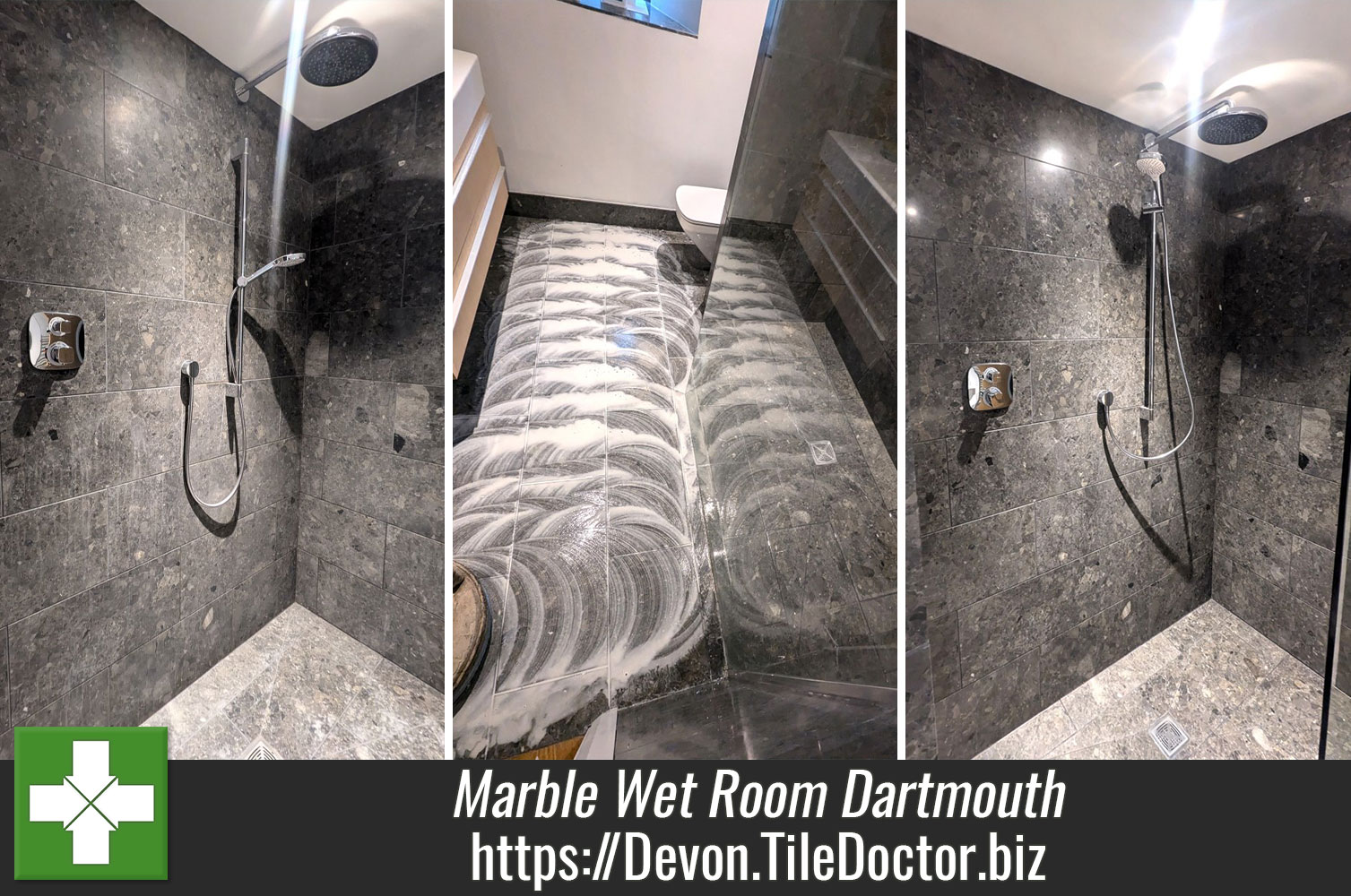Polishing Acid Damaged Marble with Tile Doctor Burnishing Pads in Dartmouth Devon