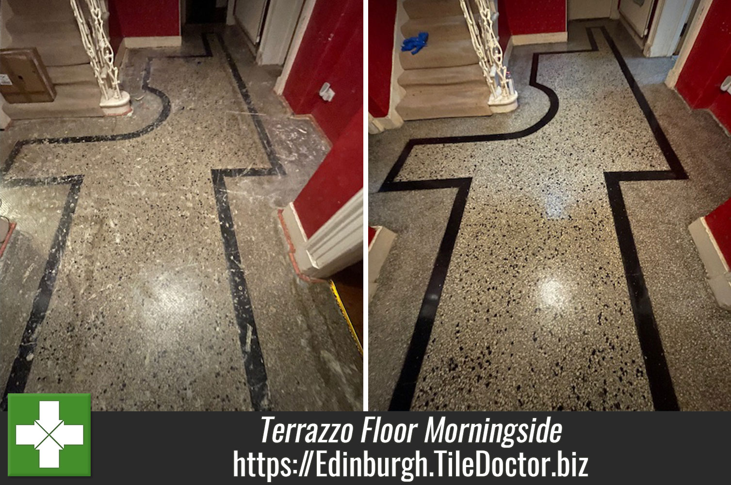 Terrazzo Floor Restored in Edinburgh with Tile Doctor Diamond Pads