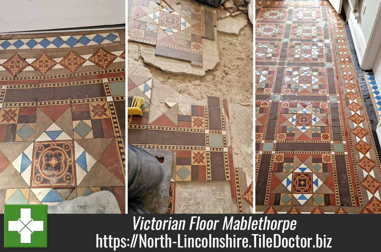 Bringing out the Colour in Encaustic Victorian Floor Tiles with Tile Doctor Colour Grow Sealer in Mablethorpe Lincolnshire