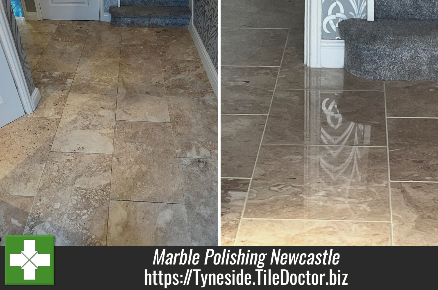 Tile Doctor Burnishing Pads Polish a Deep Shine into Marble Flooring in Newcastle Upon Tyne