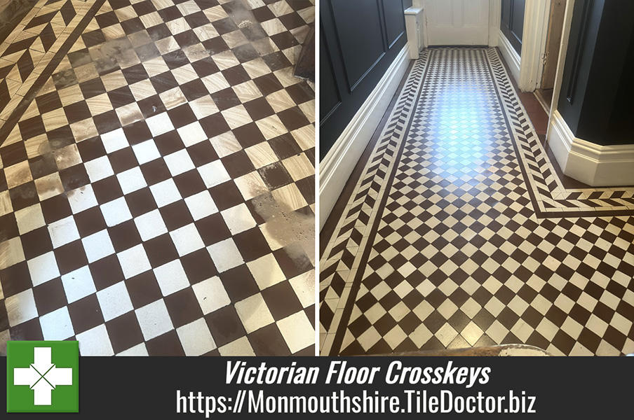 Removing Deep Seated Dirt from Victorian Tiling with Tile Doctor Pro-Clean in Crosskeys Newport