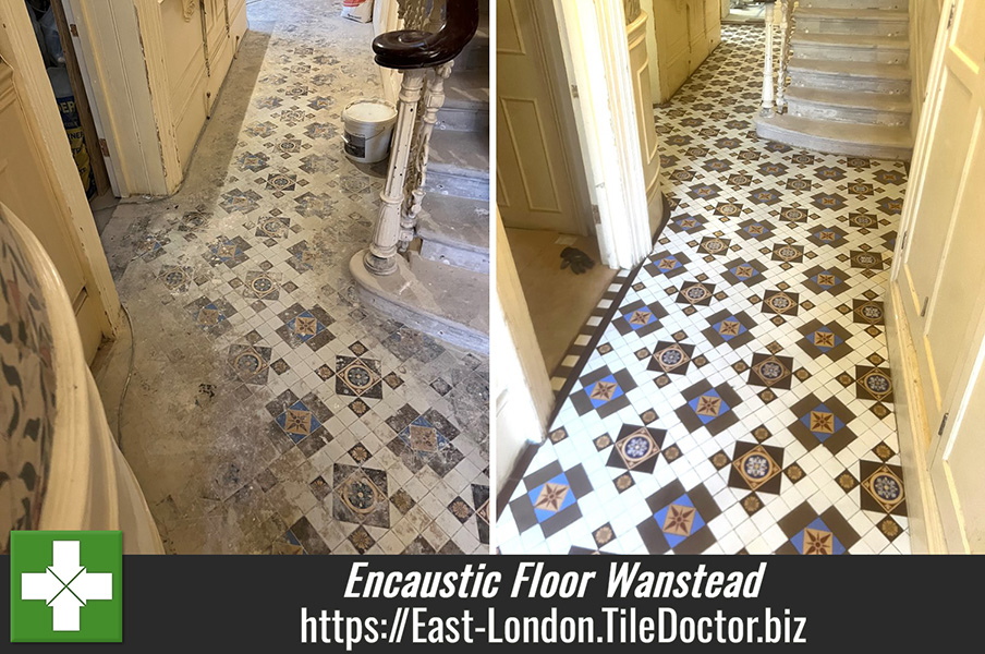 Victorian Encaustic Tiled Hallway Floor Restoration Wanstead
