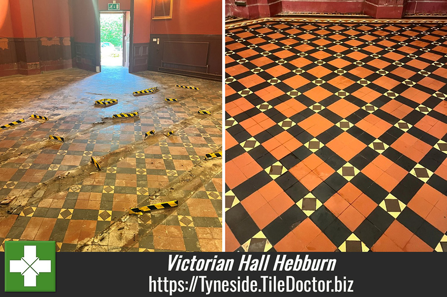 Large Victorian Tiled Hall Floor Restoration Hebburn