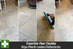 Pitted Travertine Tiled Kitchen Floor Renovation East Finchley N2