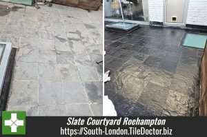Bleached Slate Tiled Courtyard Restored Roehampton