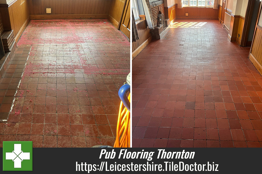 Removing Carpet Glue from Edwardian Quarry Tiles with Tile Doctor Remove and Go in Thornton Village Leicestershire