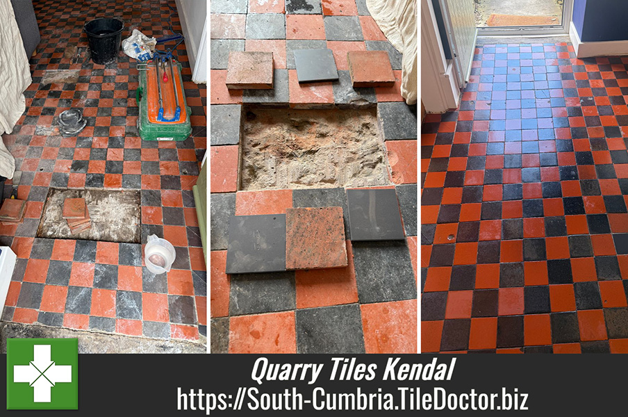 Low Moisture Tile Doctor Gel Cleaners Used to Restore a  Period Quarry Tiles Floor in Kendal South Cumbria