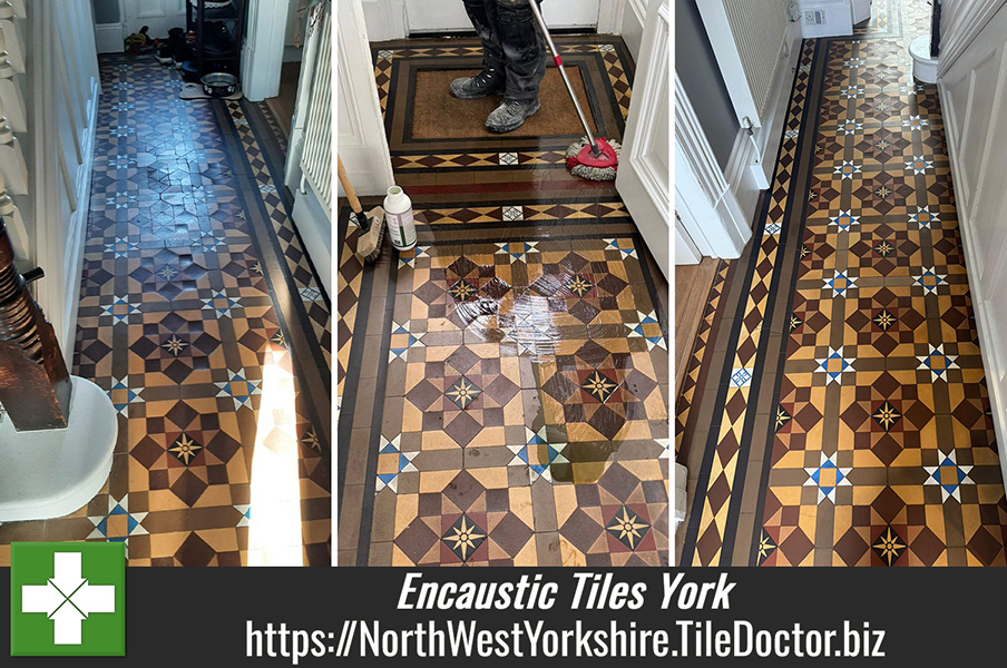 Restoring Victorian Floor Tiles with Coarse Tile Doctor Milling Pads in York Northwest Yorkshire