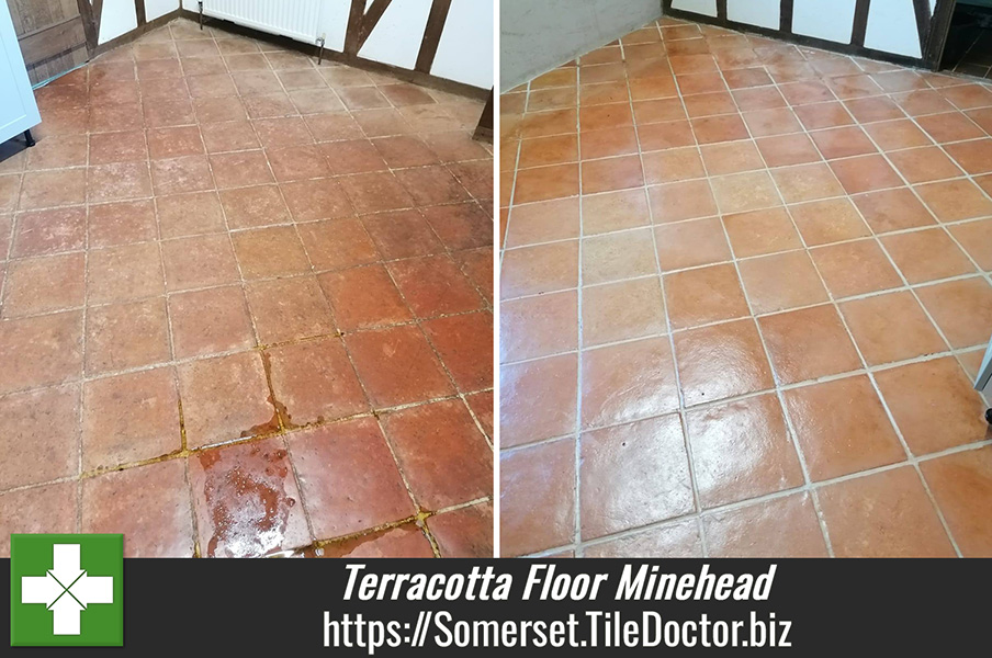 Achieving a Subtle Sheen Finish on Terracotta Floor Tiles with Tile Doctor Seal & Go Extra in Minehead Somerset