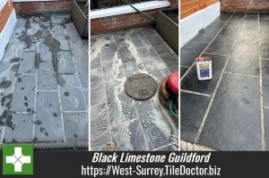 Acid Damaged Limestone Patio Renovation Guildford