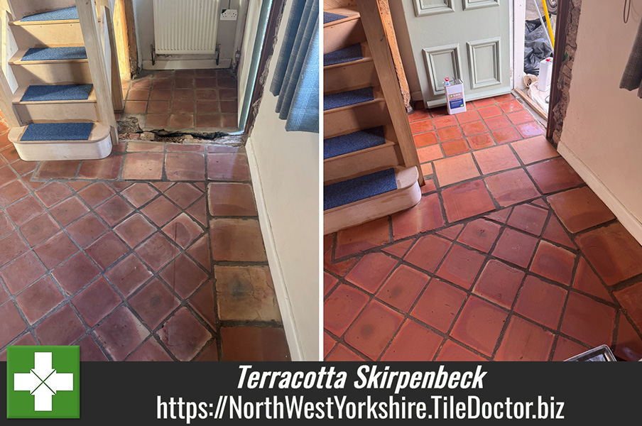 Extracting Years of Dirt from a Terracotta Tiled Floor with Tile Doctor Grout Clean-Up in Skirpenbeck York