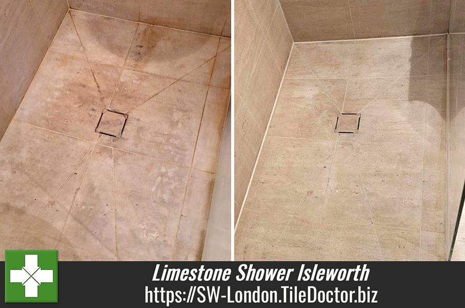 Limestone Tiled Shower Cubicle Renovation Isleworth