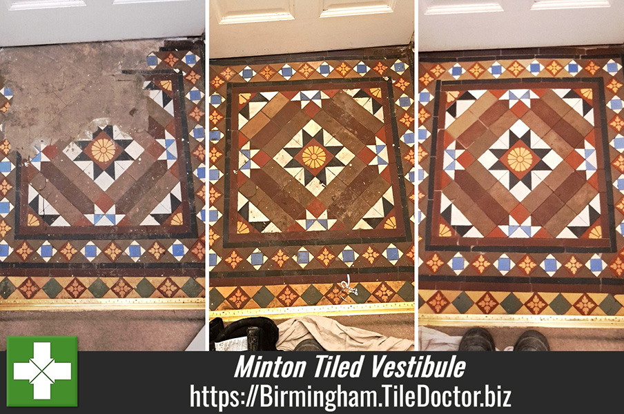 Victorian Minton Tiled Vestibule Floor Repair and Restoration Bearwood