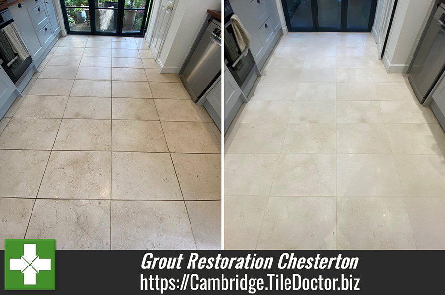 Limestone Tiled Kitchen Floor Cleaning and Sealing Chesterton Cambridge