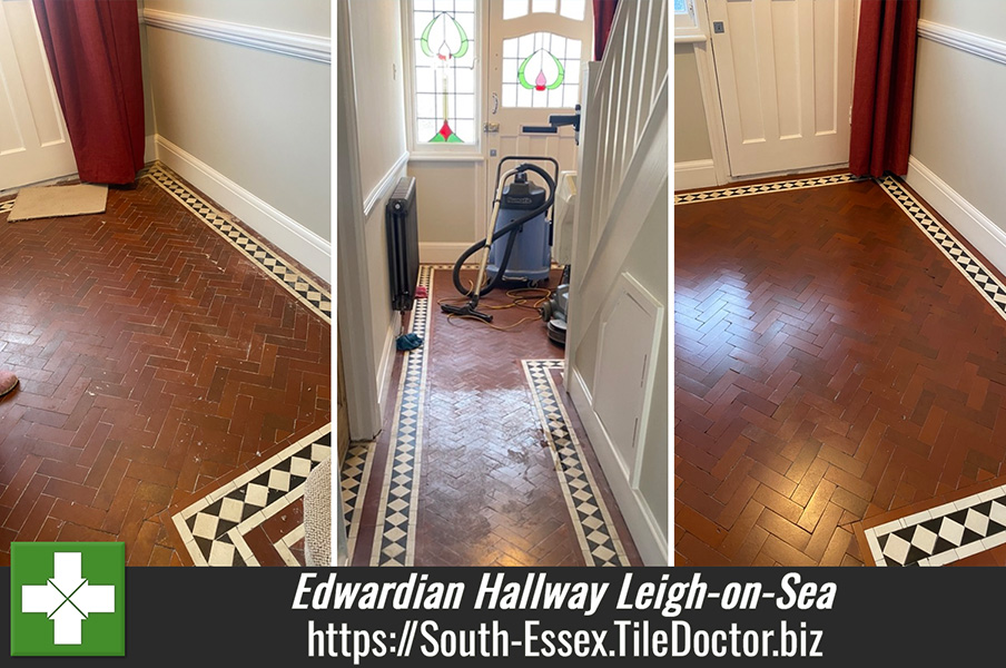 Edwardian Quarry Tiled Hallway Floor Refurb Leigh-on-Sea