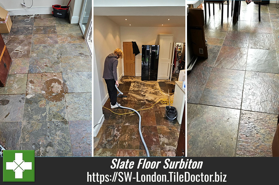 Multicoloured Slate Tiled Kitchen Floor Surbiton