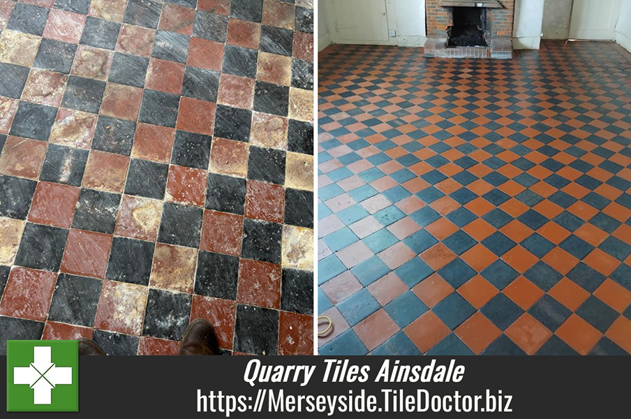 Mixing Tile Doctor Pro-Clean with Remove & Go for Extra Cleaning Power on Stained Quarry Tiles in Ainsdale Merseyside