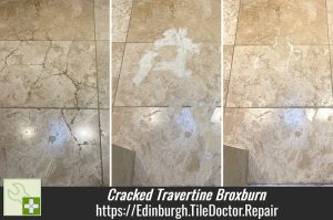 Cracked Travertine Bathroom Floor Tile Repair Broxburn