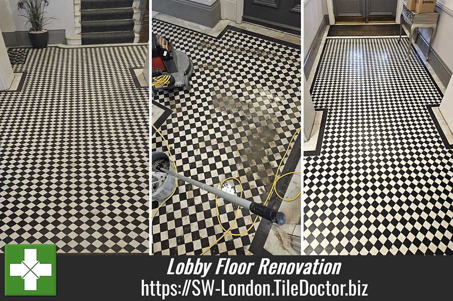 Victorian Tiled Lobby Floor Cleaned and Sealed Richmond